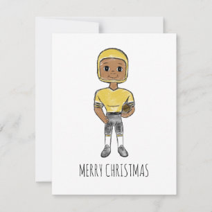 vintage retro football player black yellow simple holiday card