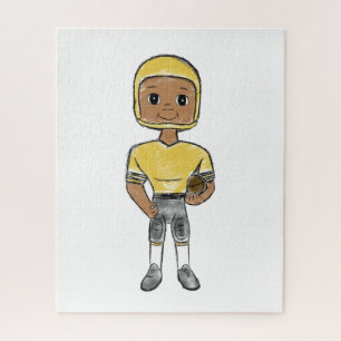 vintage retro football player black yellow simple jigsaw puzzle