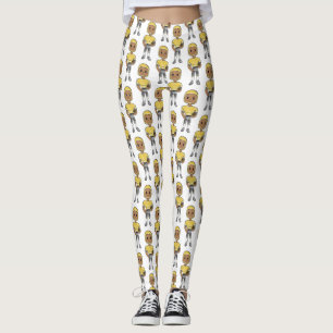 vintage retro football player black yellow simple  leggings
