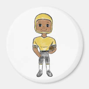 vintage retro football player black yellow simple  magnet