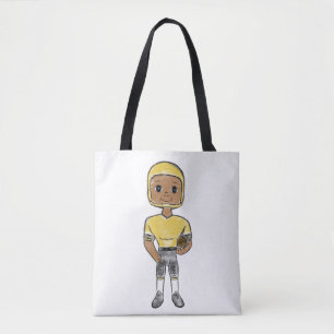 vintage retro football player black yellow simple tote bag