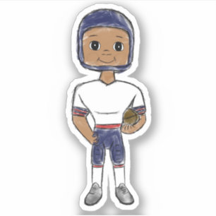 vintage retro football player blue red whit simple