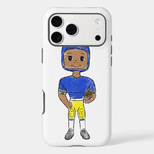 vintage retro football player blue yellow simple