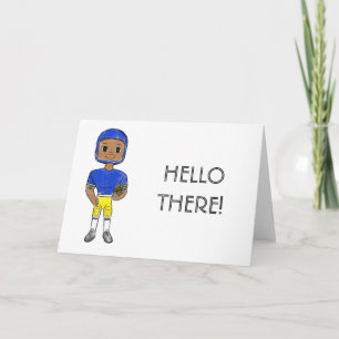 vintage retro football player blue yellow simple announcement