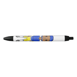 vintage retro football player blue yellow simple   black ink pen
