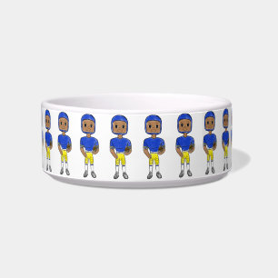 vintage retro football player blue yellow simple bowl