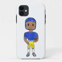 vintage retro football player blue yellow simple