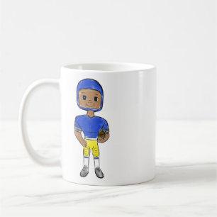 vintage retro football player blue yellow simple coffee mug