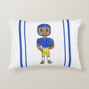 vintage retro football player blue yellow simple decorative cushion