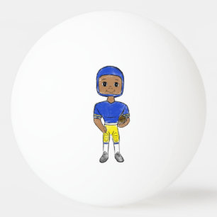 vintage retro football player blue yellow simple ping pong ball