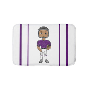 vintage retro football player purple black simple bath mat