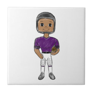 vintage retro football player purple black simple ceramic tile