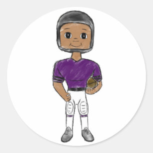 vintage retro football player purple black simple classic round sticker