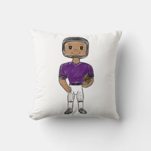 vintage retro football player purple black simple cushion