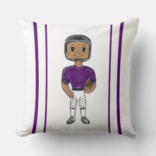 vintage retro football player purple black simple cushion