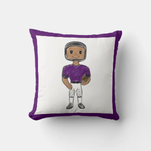 vintage retro football player purple black simple cushion