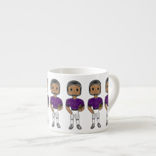 vintage retro football player purple black simple espresso cup