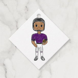 vintage retro football player purple black simple favour tags