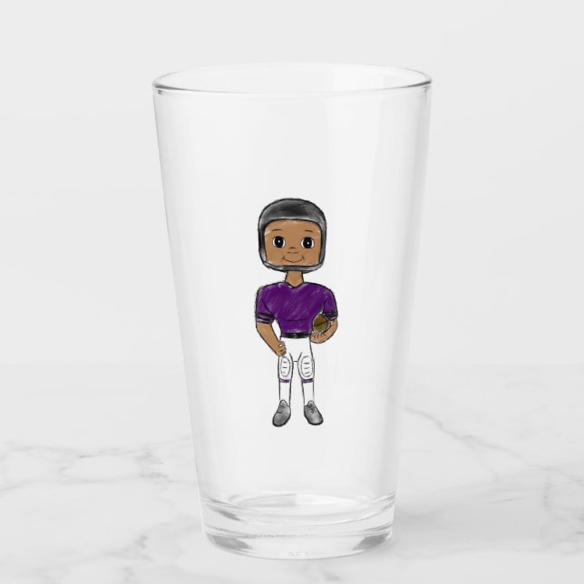 vintage retro football player purple black  simple glass (Front)