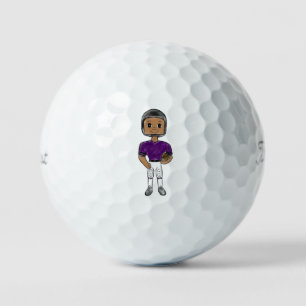 vintage retro football player purple black  simple golf balls