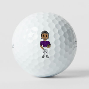 vintage retro football player purple black simple golf balls