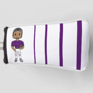 vintage retro football player purple black simple golf head cover