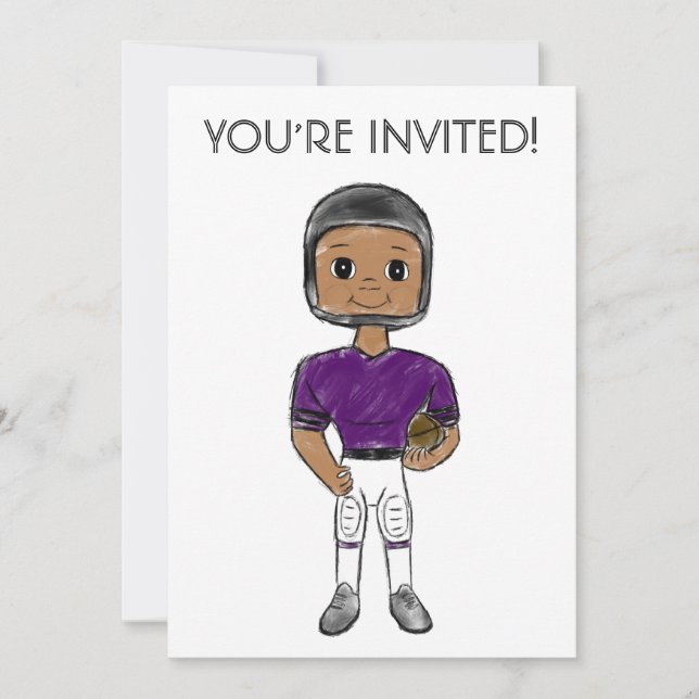 vintage retro football player purple black  simple invitation (Front)
