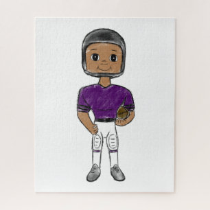 vintage retro football player purple black simple jigsaw puzzle