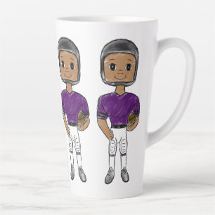 vintage retro football player purple black simple latte mug