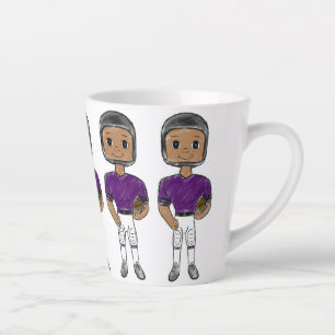 vintage retro football player purple black simple latte mug