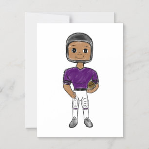 vintage retro football player purple black  simple magnetic invitation