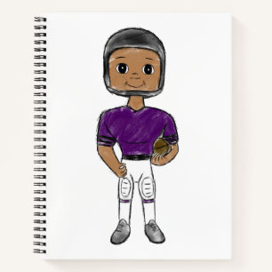 vintage retro football player purple black  simple notebook