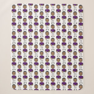 vintage retro football player purple black  simple sherpa blanket