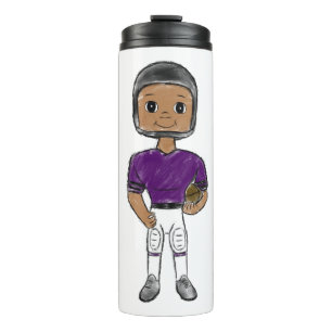 vintage retro football player purple black simple thermal tumbler