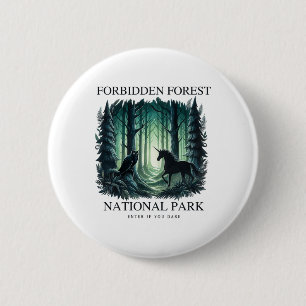 Vintage Retro Forbidden Forest National Park Hikin 6 Cm Round Badge