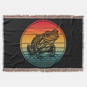 Vintage Retro Frog Amphibian Toad Throw Blanket