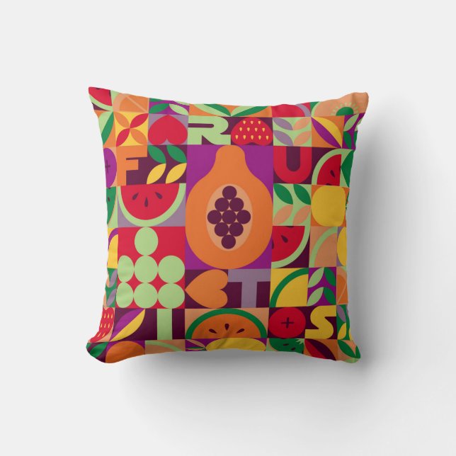 Vintage retro fruit vintage seamless pattern. Abst Cushion (Front)
