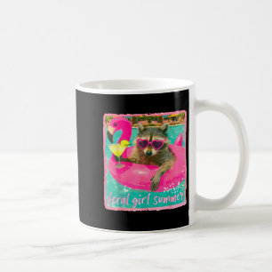 Vintage retro funny beach racoon girly feral girl coffee mug
