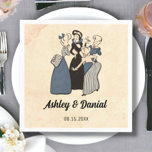 Vintage Retro Funny Bride 50s Comic Rustic Wedding Napkin