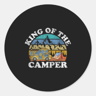 Vintage Retro Funny Camping Tee King Of The Camper Classic Round Sticker
