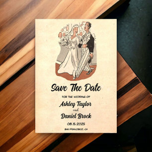 Vintage Retro Funny Comic Wedding Save the Date Acrylic Invitations