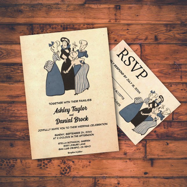 Vintage Retro Funny Engagement Ring Old Wedding Invitation (Creator Uploaded)