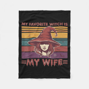 Vintage Retro Funny Halloween Favourite Witch is Fleece Blanket