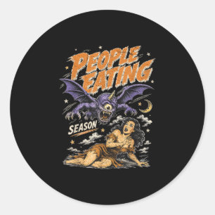 Vintage retro funny horror bat monster people classic round sticker
