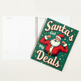 Vintage Retro Funny Santa Flexing Christmas Deals Planner