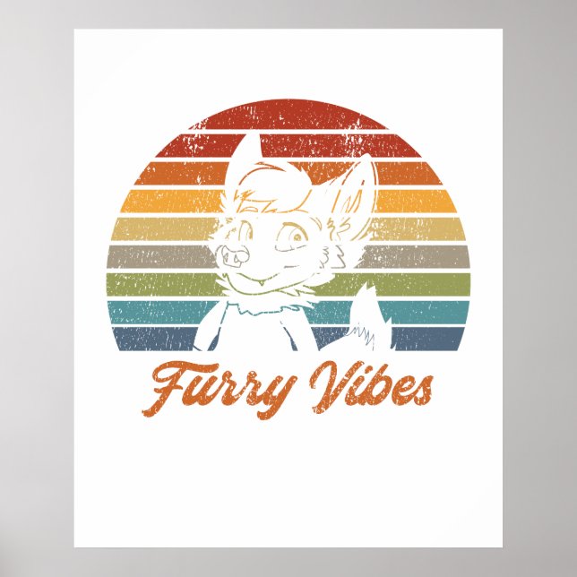 Vintage Retro Furry Fibes Fandom Fursuiter Gift Poster (Front)