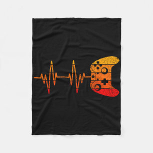 Vintage Retro Gamer Heartbeat Shirt Funny Video Ga Fleece Blanket
