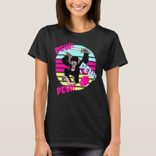 Vintage Retro Gamer Monkey Chimp Pew T-Shirt