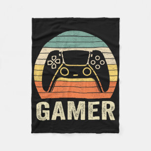 Vintage Retro Gamer Video Game Player Boys Teens M Fleece Blanket