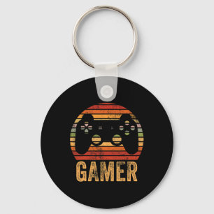 Vintage Retro Gamer Video Game Player Boys Teens M Key Ring